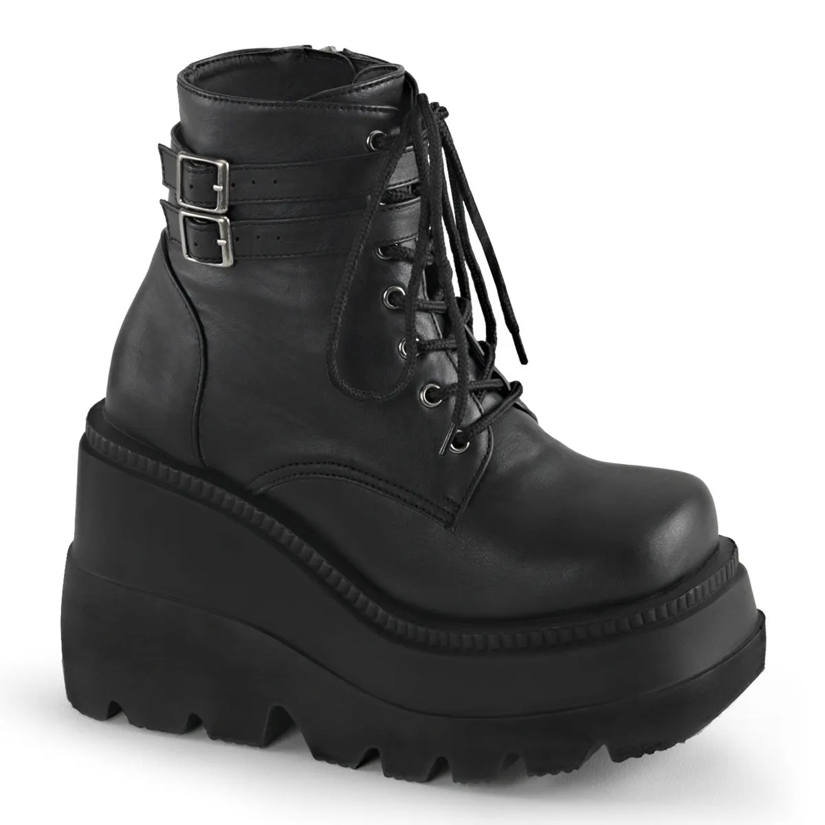 4 Inch Wedge Platform SHAKER-52 Black Pu
