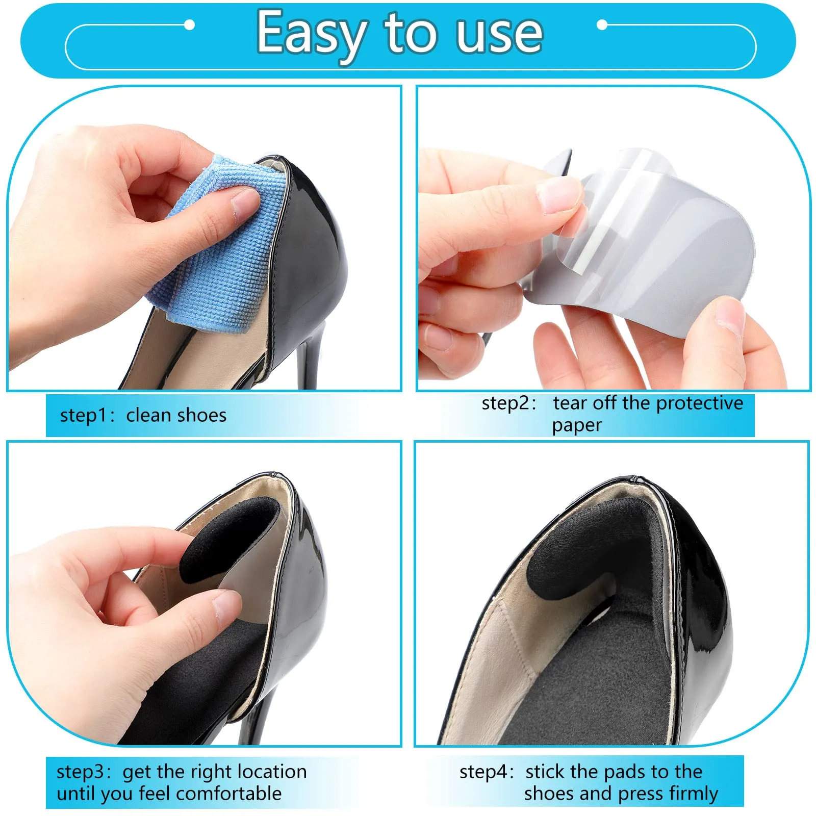 6 Pairs Shoe Inserts for Shoes Too Big Anti Slip High Heel Grip Liners and Metatarsal Pads Ball of Foot Cushions Gel Pads Insoles for Women Men Loose Shoes Blister Prevention (Beige, Black, Clear) Beige, Black, Clear