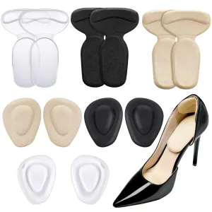 6 Pairs Shoe Inserts for Shoes Too Big Anti Slip High Heel Grip Liners and Metatarsal Pads Ball of Foot Cushions Gel Pads Insoles for Women Men Loose Shoes Blister Prevention (Beige, Black, Clear) Beige, Black, Clear