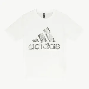 adidas Boys Foil Badge Of Sport Graphic Short Sleeve Tee White