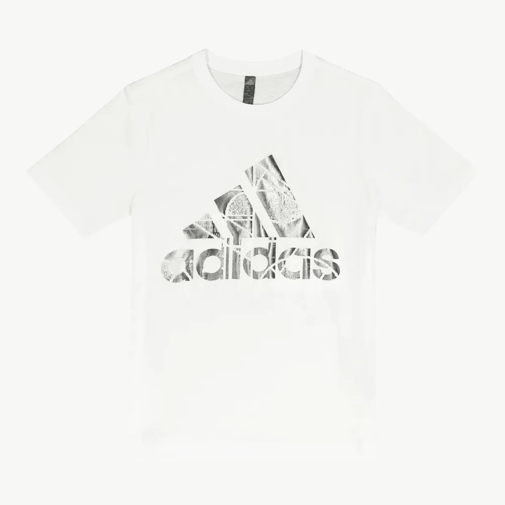 adidas Boys Foil Badge Of Sport Graphic Short Sleeve Tee White