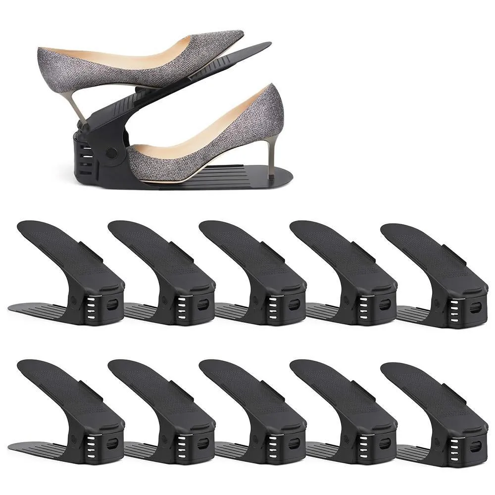 Adjustable Double Layer Shoe Slotz Space-Saving Storage Units Organizer