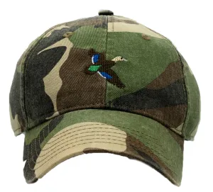 Adult Black Duck On Camo Baseball Hat