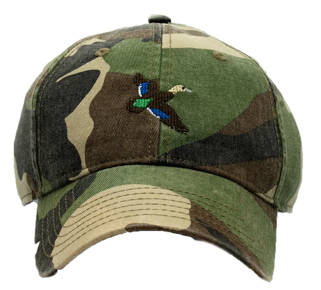 Adult Black Duck On Camo Baseball Hat