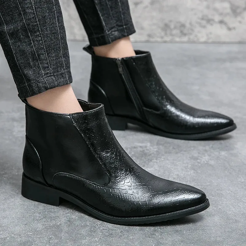 Aidase Men Chelsea Boots Patent Leather Autumn Fashion Brogue Shoe Comfortable Brand Black/Brown Safety Gladiator Ankle Flats Cool Gift
