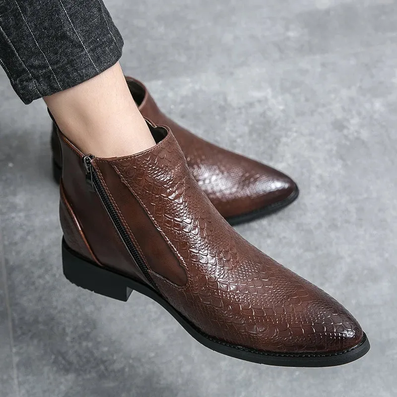 Aidase Men Chelsea Boots Patent Leather Autumn Fashion Brogue Shoe Comfortable Brand Black/Brown Safety Gladiator Ankle Flats Cool Gift