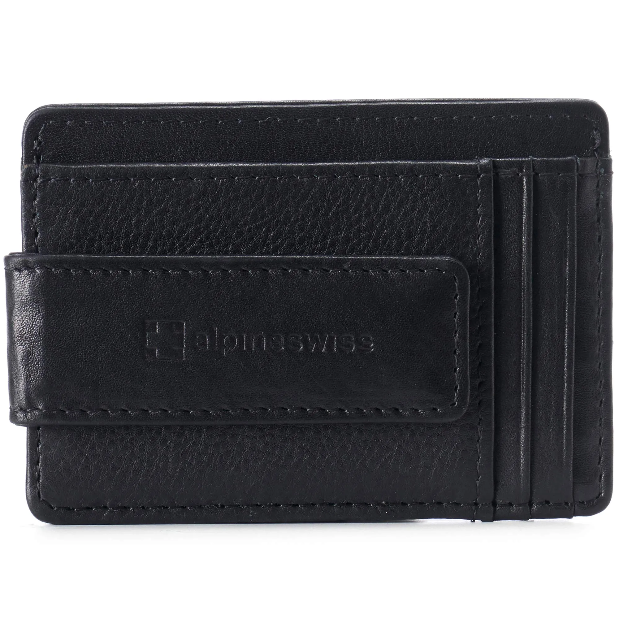 Alpine Swiss Harper Mens RFID Slim Money Clip Front Pocket Wallet Minimalist Leather ID Card Holder One Size Black