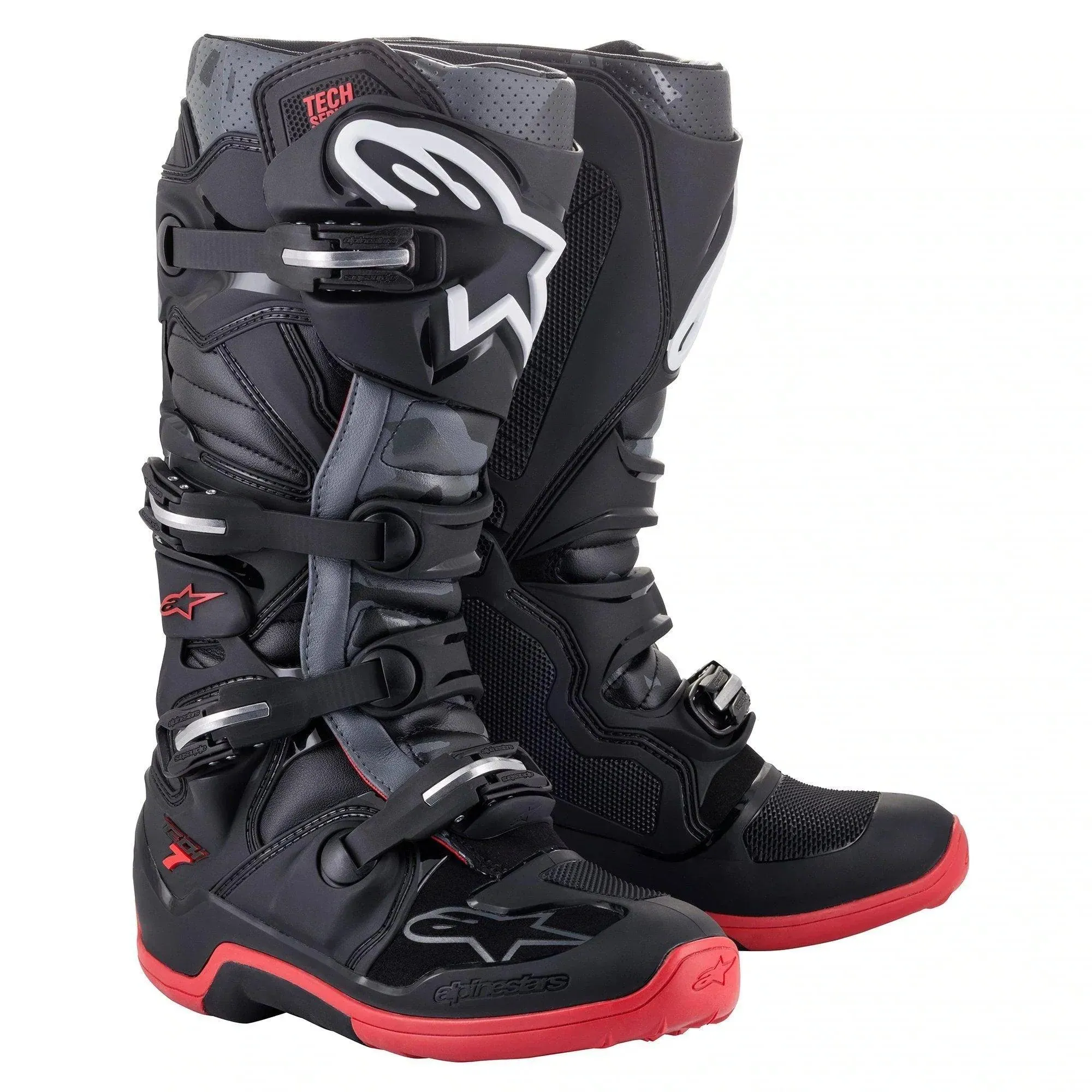 Alpinestars Tech 7 Boots - Black/Cool Gray/Red  - CLOSEOUT