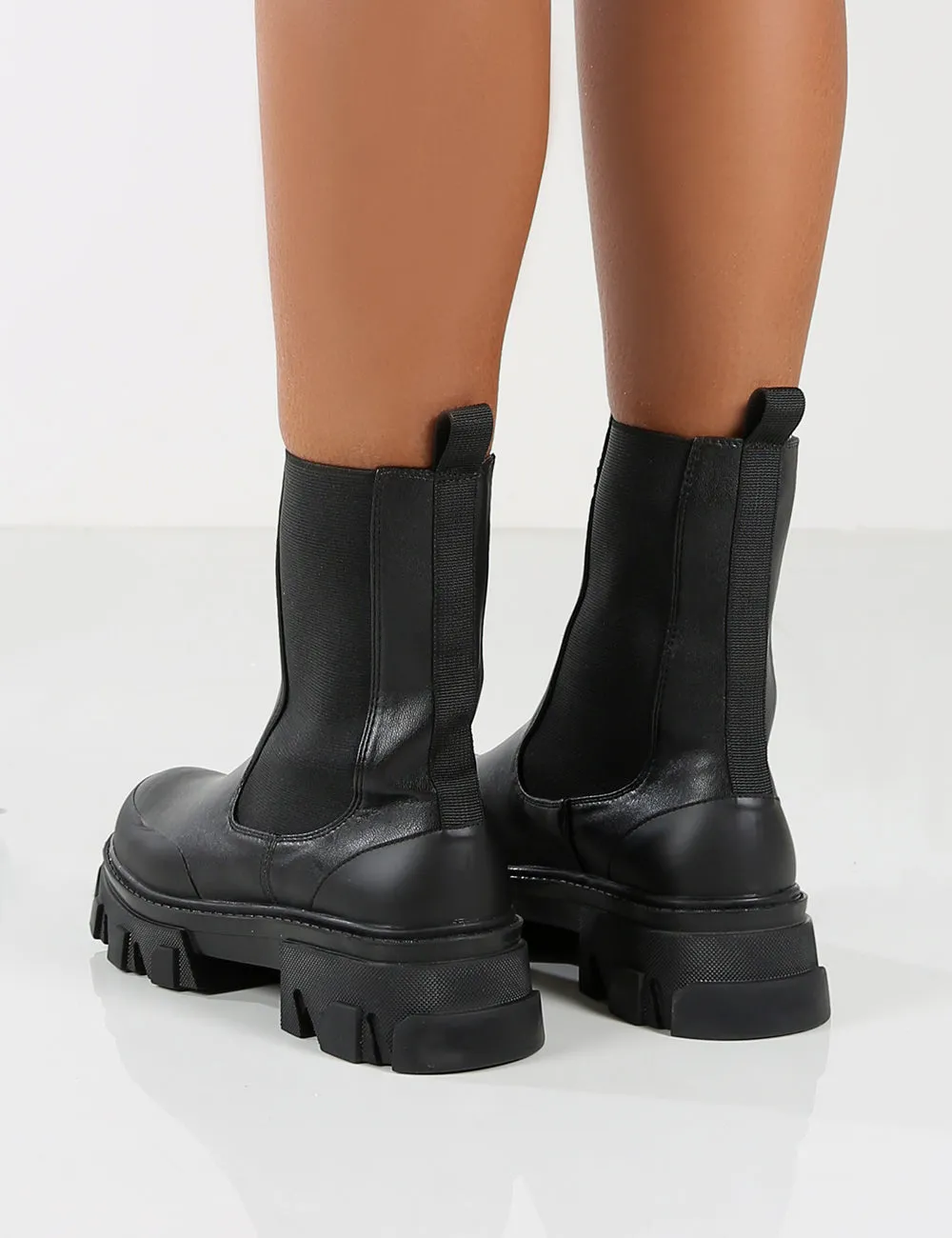 Amber x Public Desire Wonder Black Chunky Sole Ankle Boot