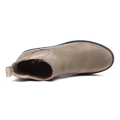 Athlefit Women's Chelsea Wedge Boots Elastic Platform Lug Sole Slip on Wedge Ankle Khaki Booties Size 11