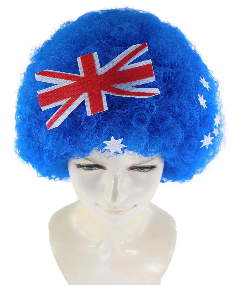 Australia Flag Sport Afro Wig | Premium Breathable Capless Cap