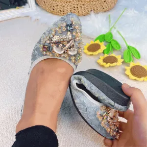 Belifi Rhinestone Flats Casual Comfort Dressy Flats For Wedding Fox Slippers CF301