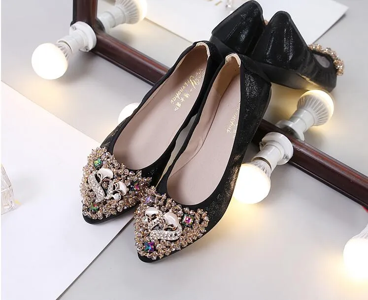 Belifi Rhinestone Flats Casual Comfort Dressy Flats For Wedding Fox Slippers CF303
