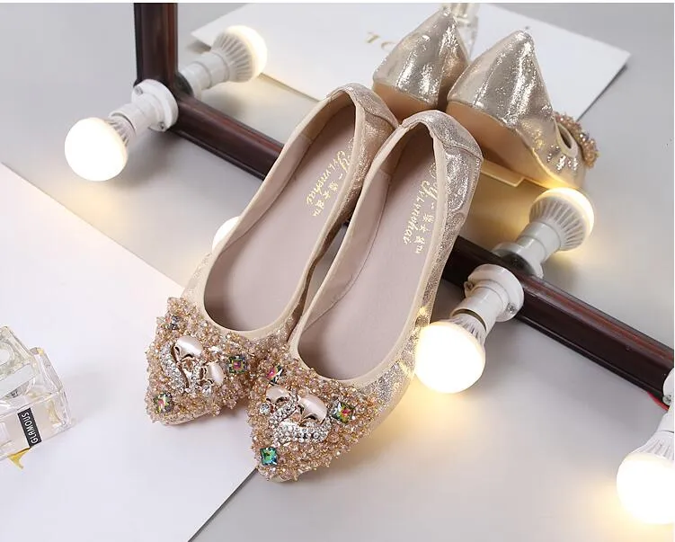 Belifi Rhinestone Flats Casual Comfort Dressy Flats For Wedding Fox Slippers CF303
