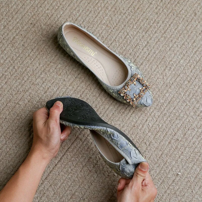 Belifi Rhinestone Flats Casual Comfort Dressy Flats For Wedding Fox Slippers CF303