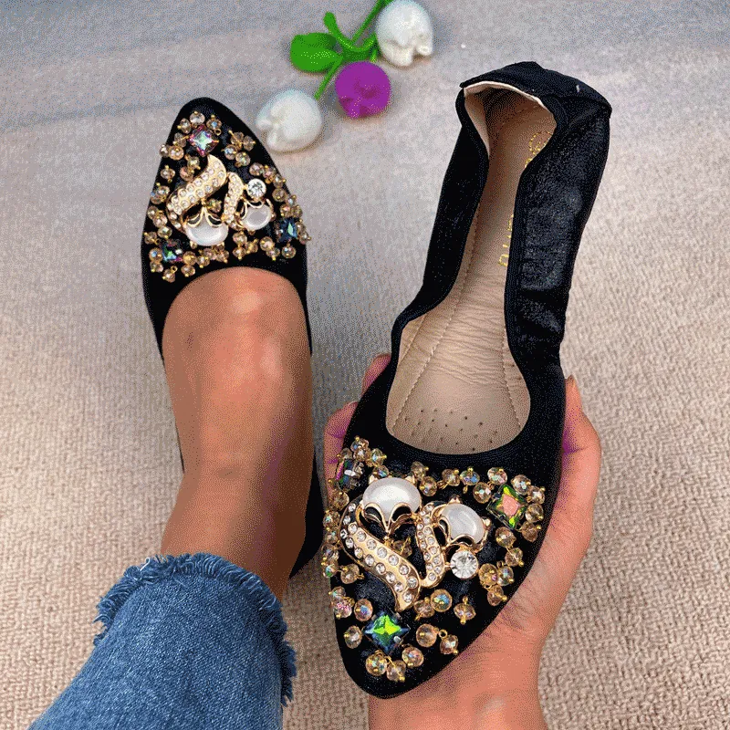 Belifi Rhinestone Flats Casual Comfort Dressy Flats For Wedding Fox Slippers CF303