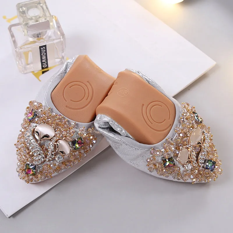 Belifi Rhinestone Flats Casual Comfort Dressy Flats For Wedding Fox Slippers CF303
