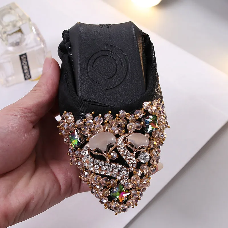 Belifi Rhinestone Flats Casual Comfort Dressy Flats For Wedding Fox Slippers CF303