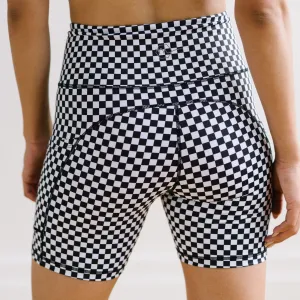 Biker Shorts - 6'' - B&W Checkered | MT SPORT