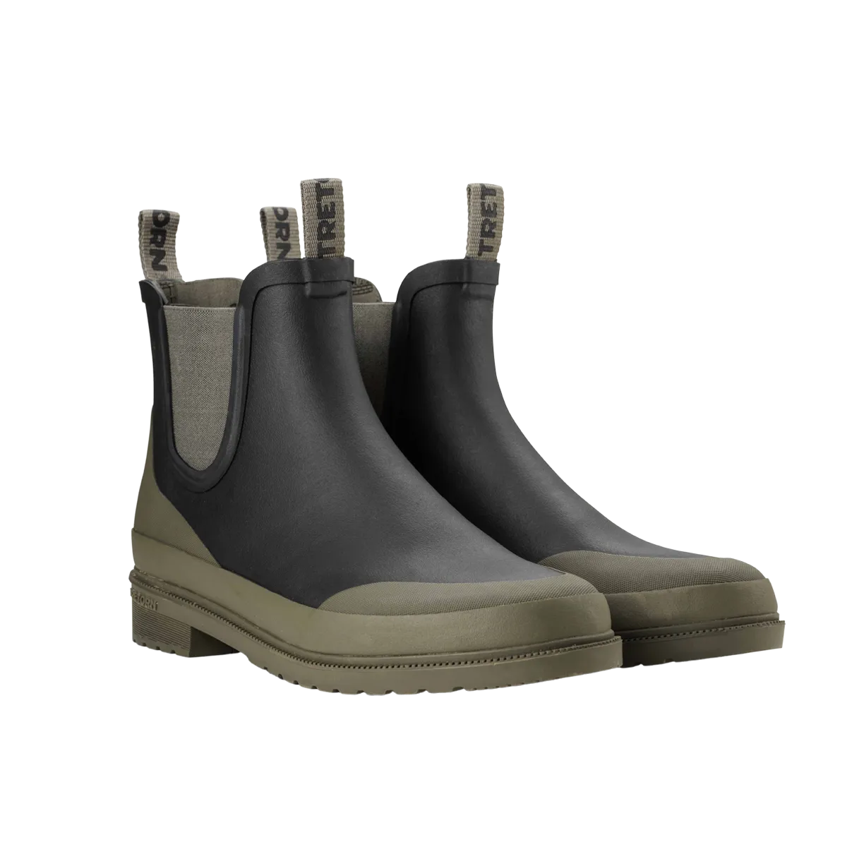 Black Green Rubber Offroad Chelsea Boots