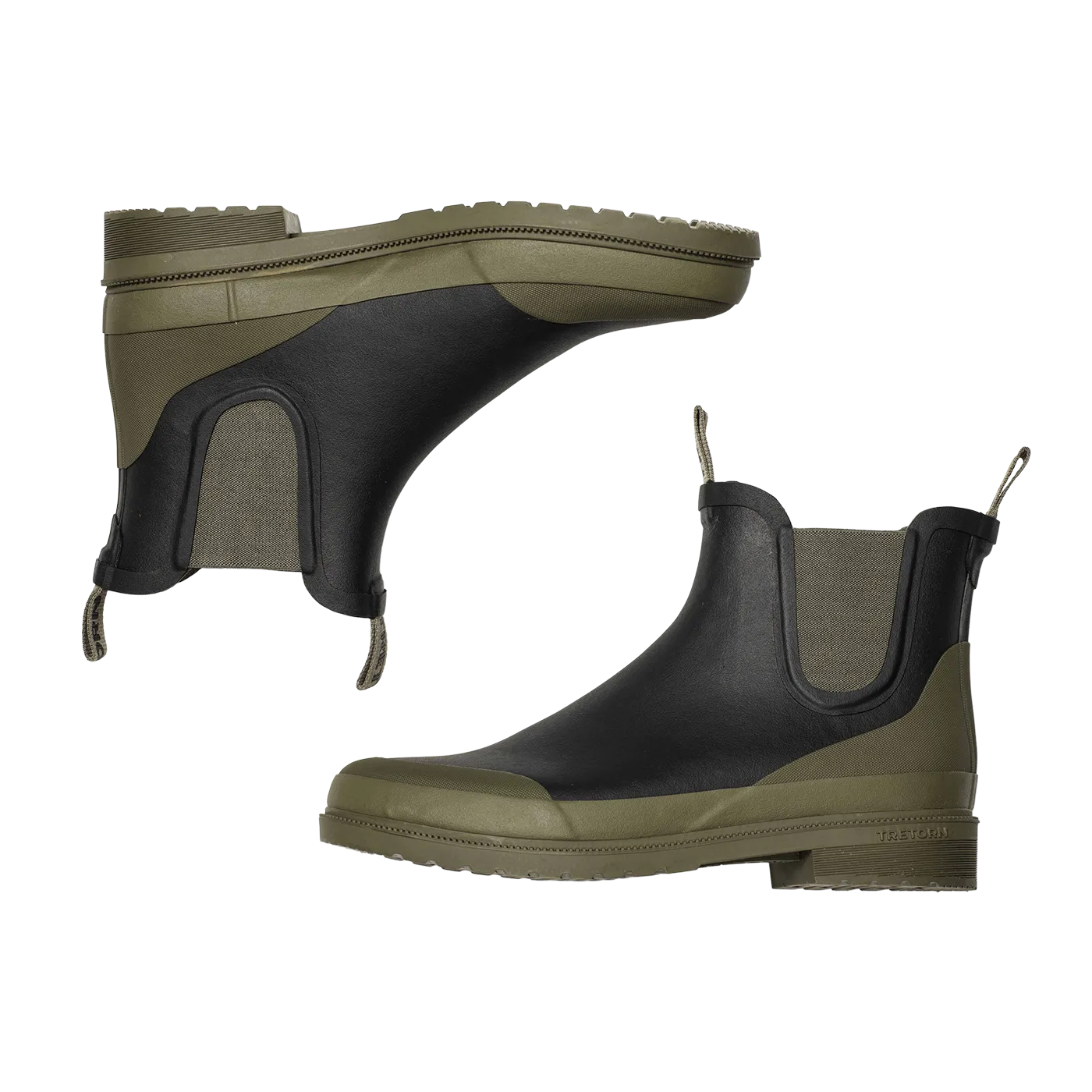 Black Green Rubber Offroad Chelsea Boots
