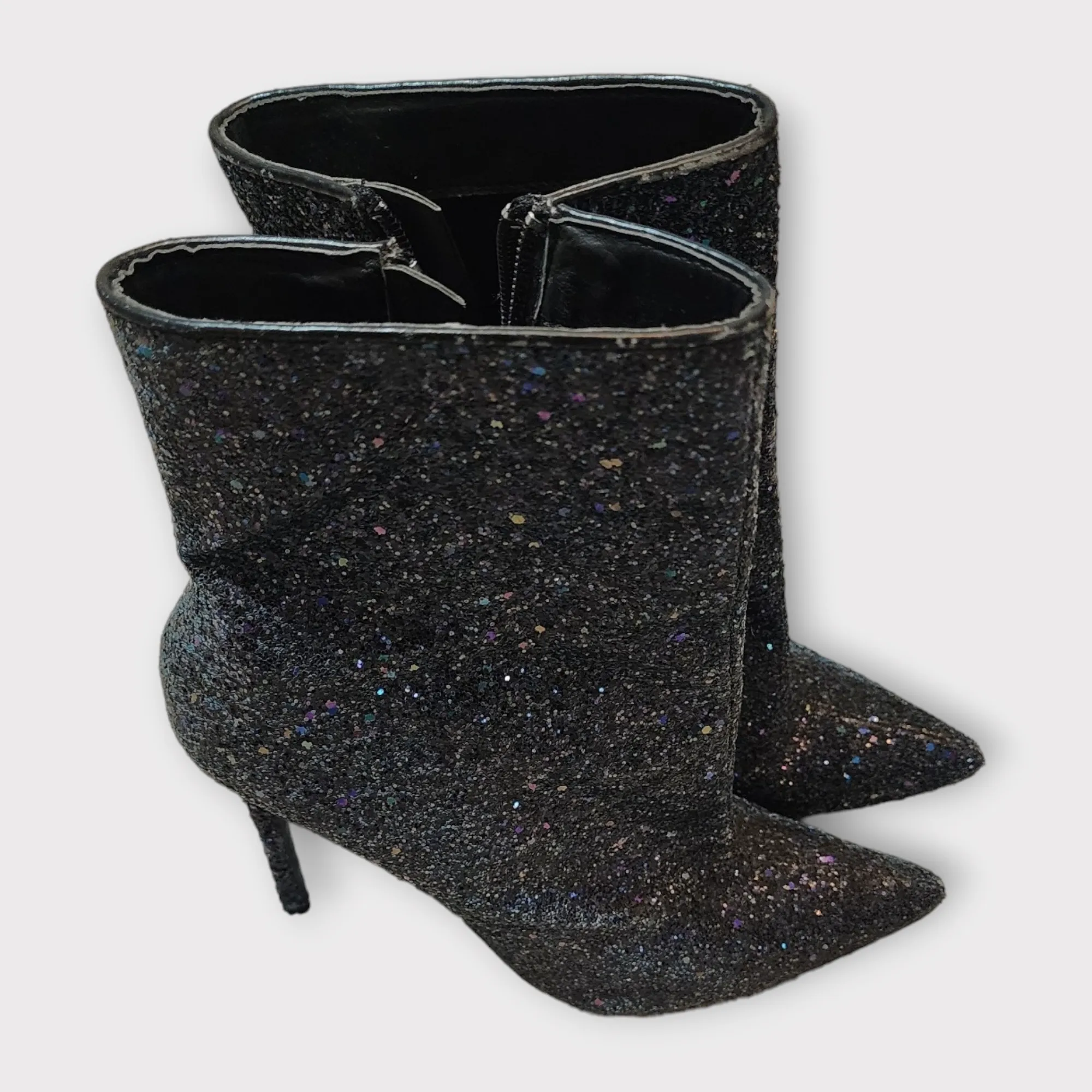 Black iridescent glitter booties sz 9