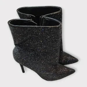 Black iridescent glitter booties sz 9