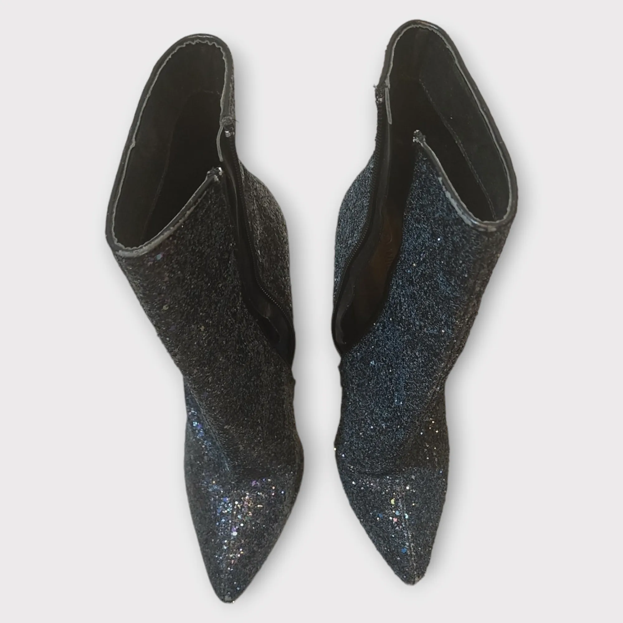 Black iridescent glitter booties sz 9