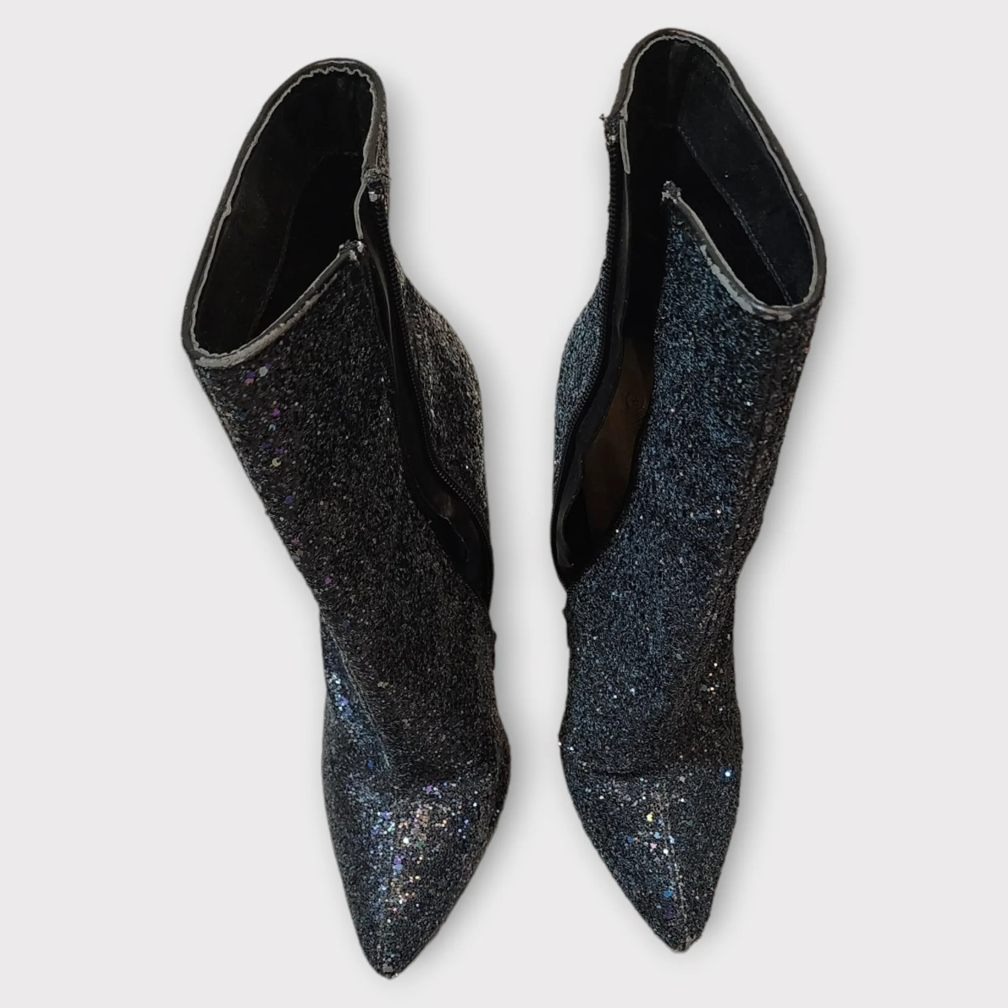Black iridescent glitter booties sz 9