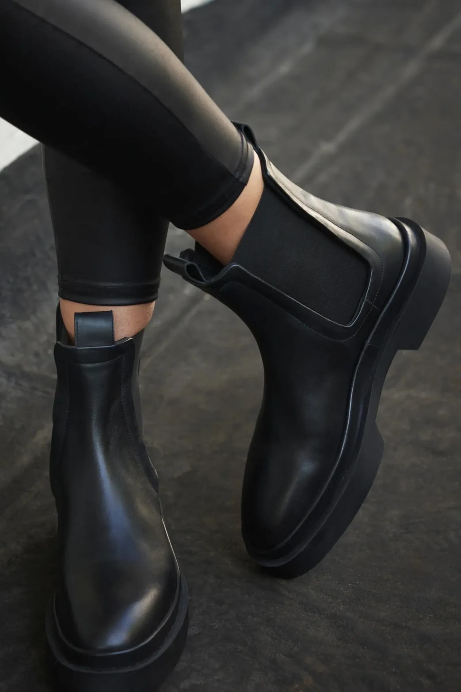 Black Leather Chelsea Boots