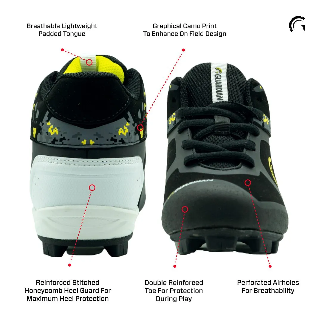 Blaze Youth Hi Top Rubber Molded Baseball and Softball Cleats (Black/Volt)