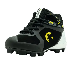 Blaze Youth Hi Top Rubber Molded Baseball and Softball Cleats (Black/Volt)