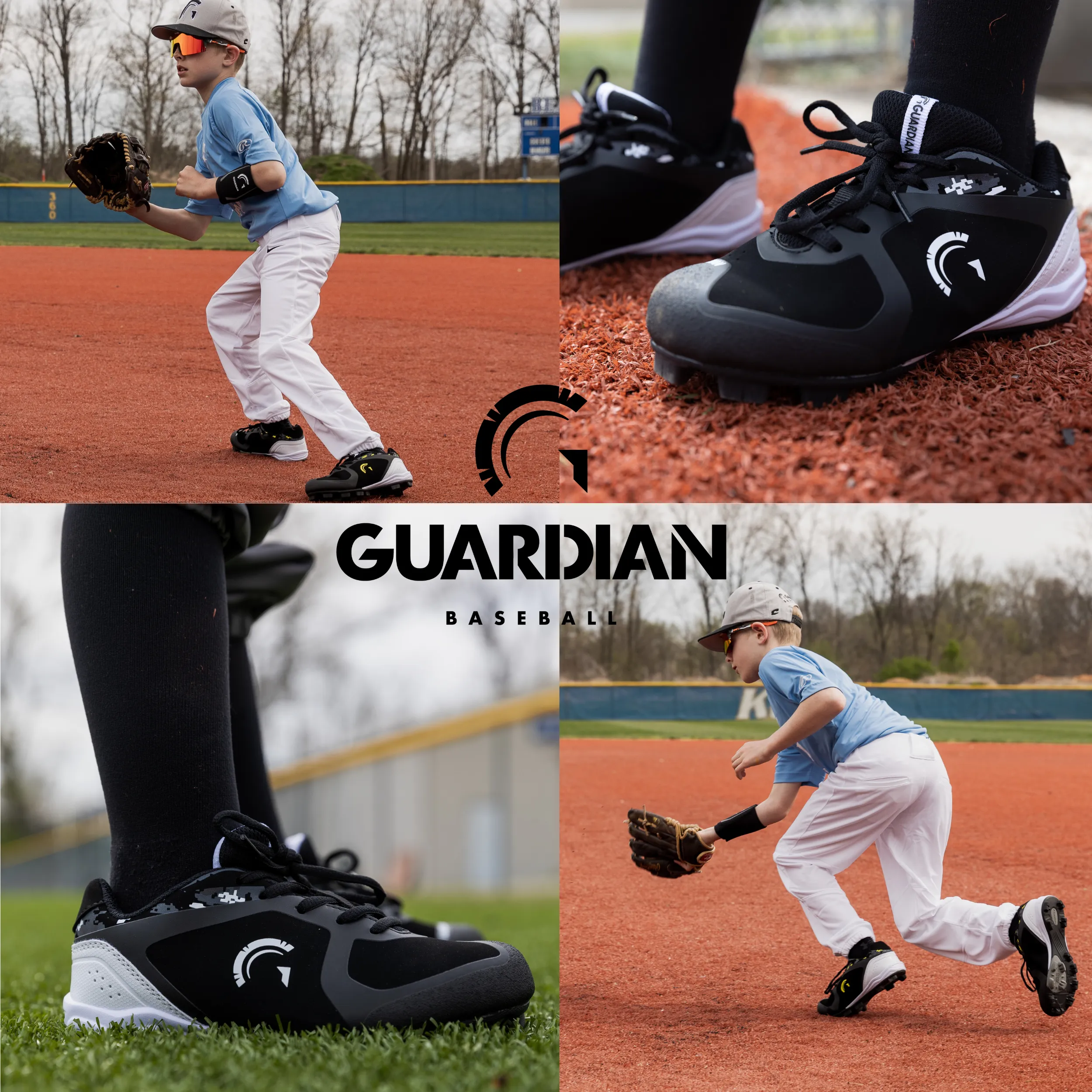 Blaze Youth Low Top Rubber Molded Baseball and Softball Cleats (Black/Yellow)