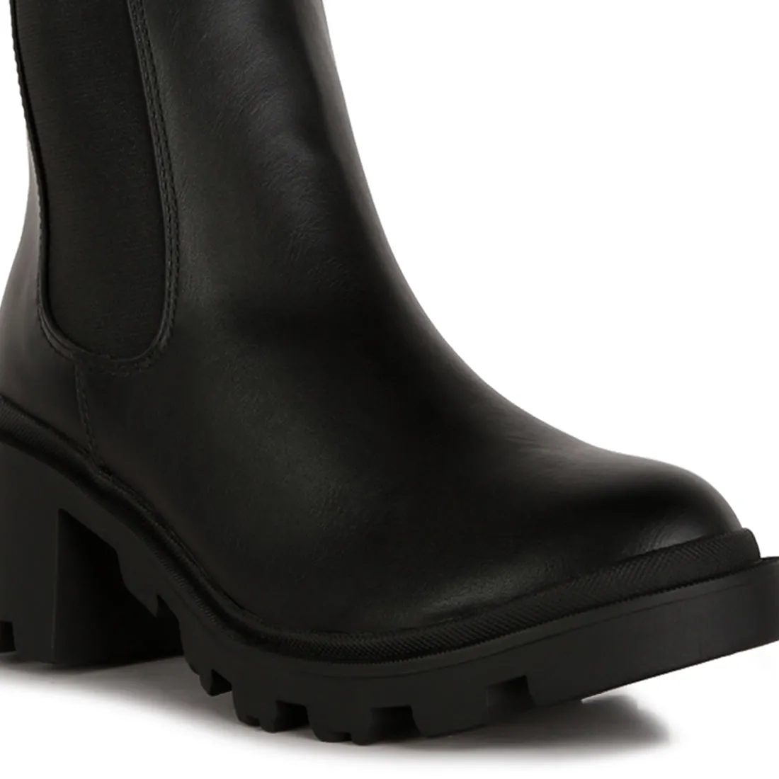 Block Heel Platform Chelsea Boots