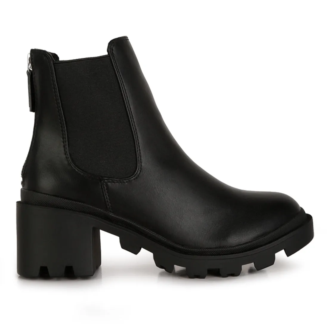 Block Heel Platform Chelsea Boots