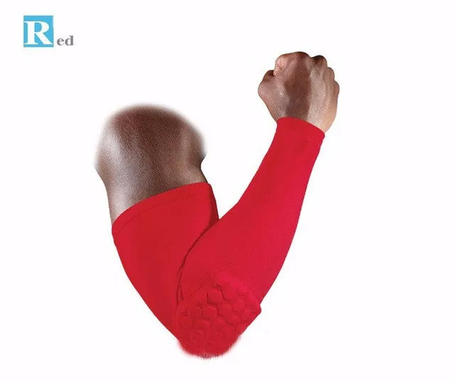 Breathable arm sleeve with honeycomb patern elbow support