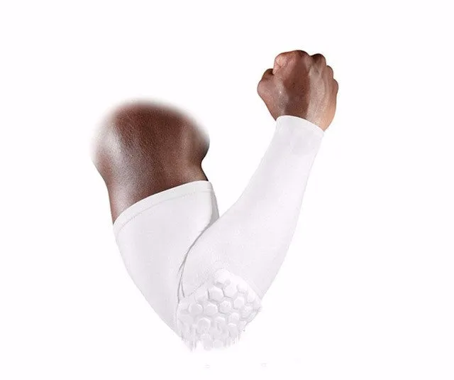 Breathable arm sleeve with honeycomb patern elbow support
