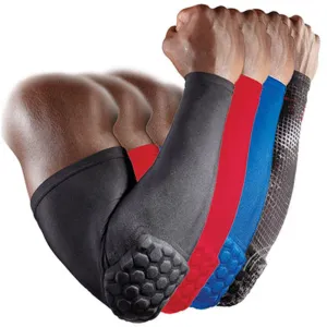 Breathable arm sleeve with honeycomb patern elbow support