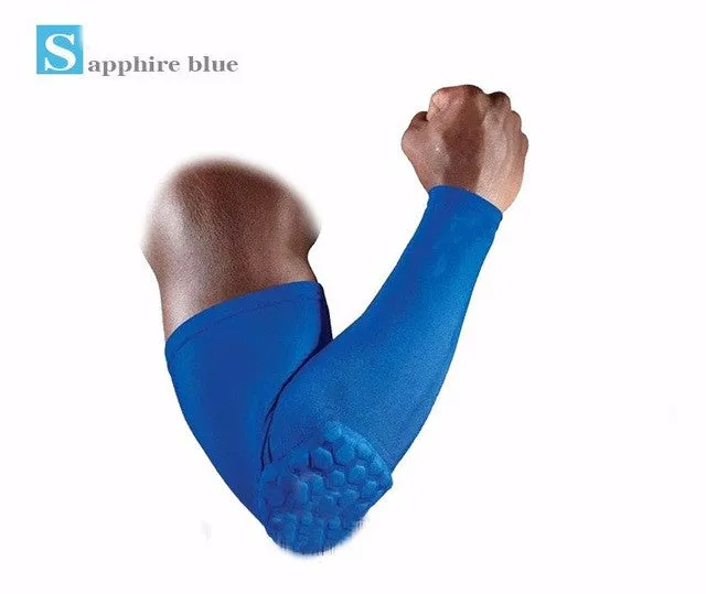 Breathable arm sleeve with honeycomb patern elbow support