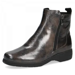 Caprice 25353-29 Low Wedge Blue Grey Leather Combination Ankle Bootsx