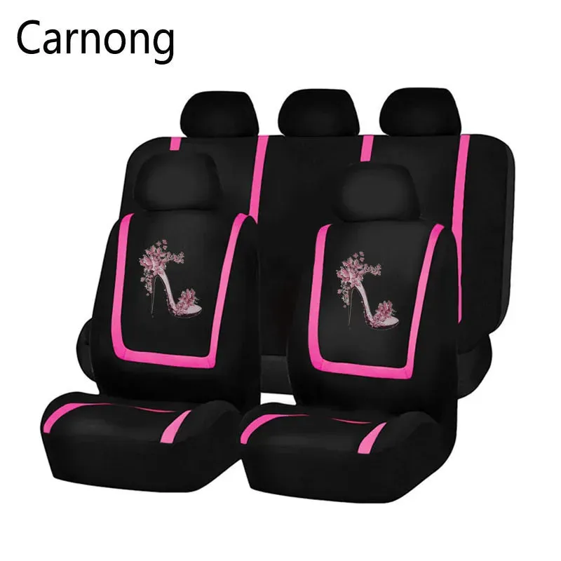 Carnong Car Seat Covers Full Set Universal Comfortable Soft Full Women Cute Dancing Shoes Paint Pink Auto Interior Accessories
