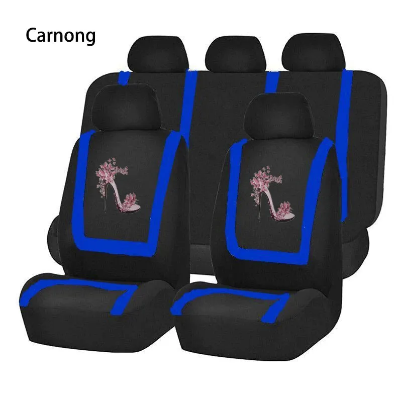 Carnong Car Seat Covers Full Set Universal Comfortable Soft Full Women Cute Dancing Shoes Paint Pink Auto Interior Accessories