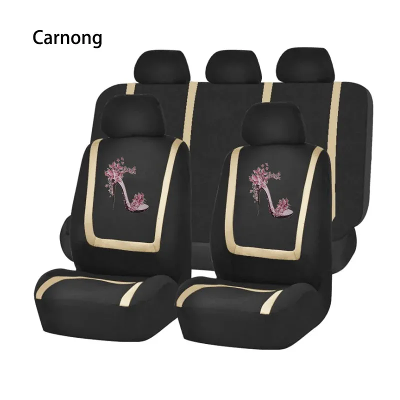 Carnong Car Seat Covers Full Set Universal Comfortable Soft Full Women Cute Dancing Shoes Paint Pink Auto Interior Accessories