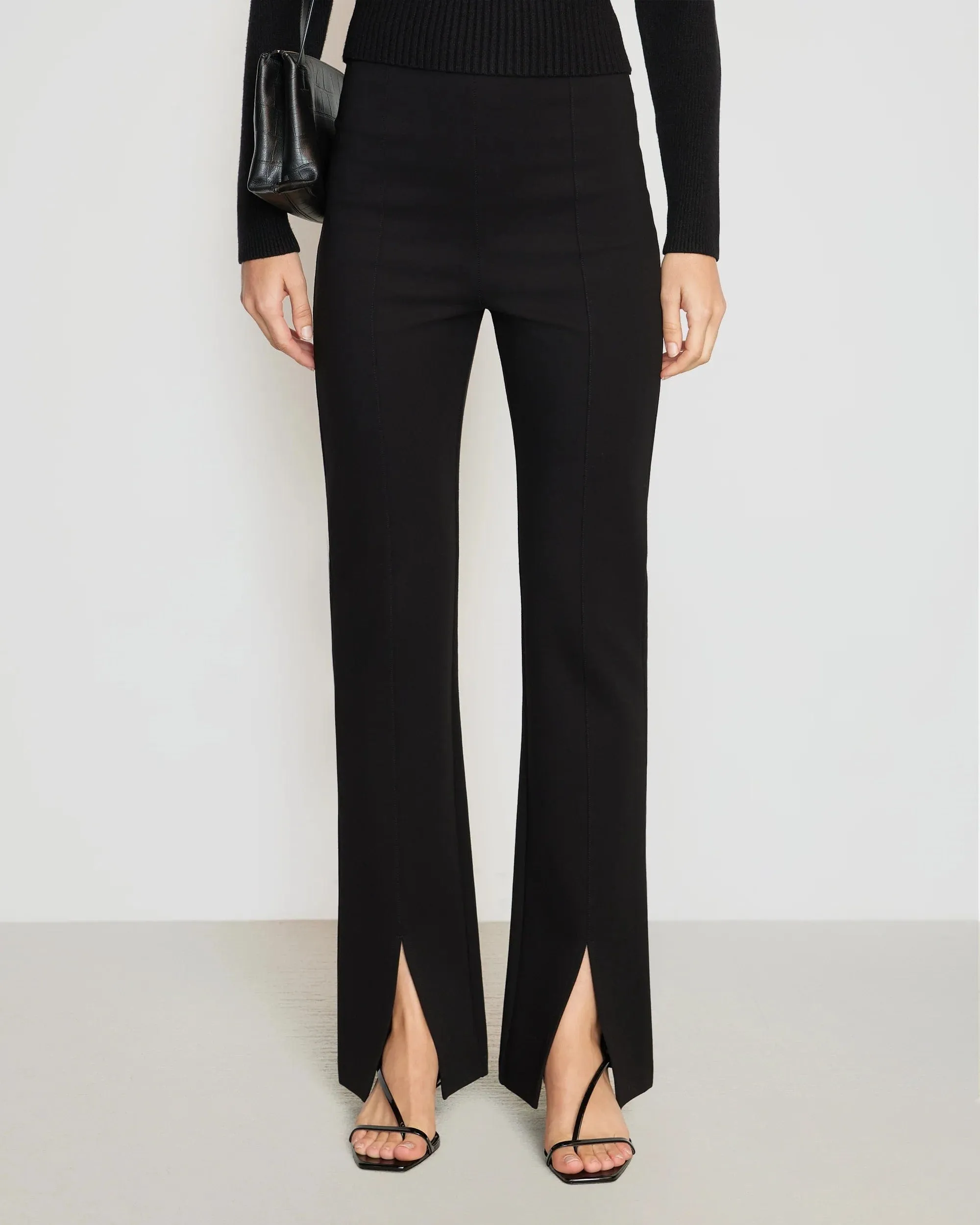 Cass Front-Split Ponte Stretch Pant