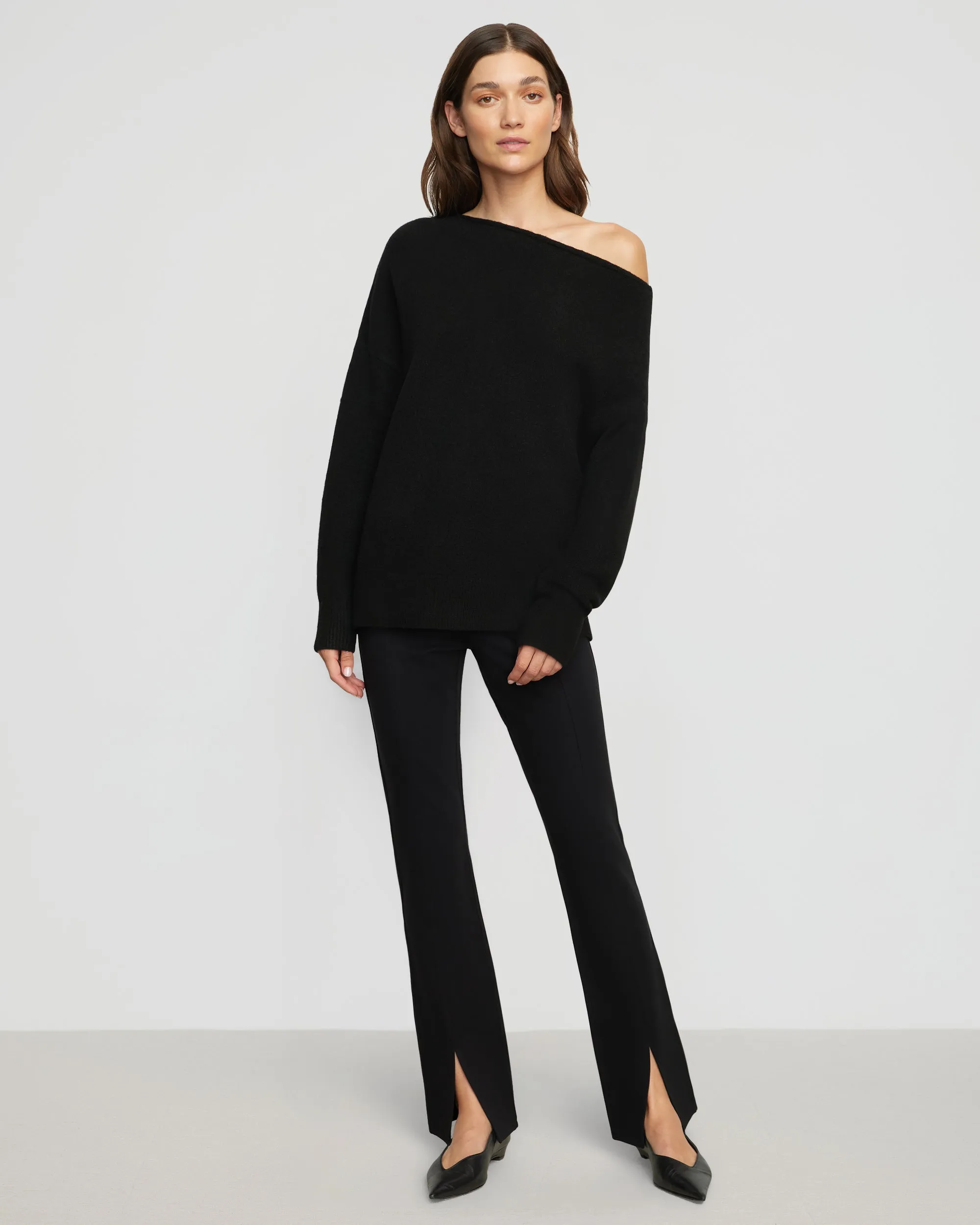 Cass Front-Split Ponte Stretch Pant
