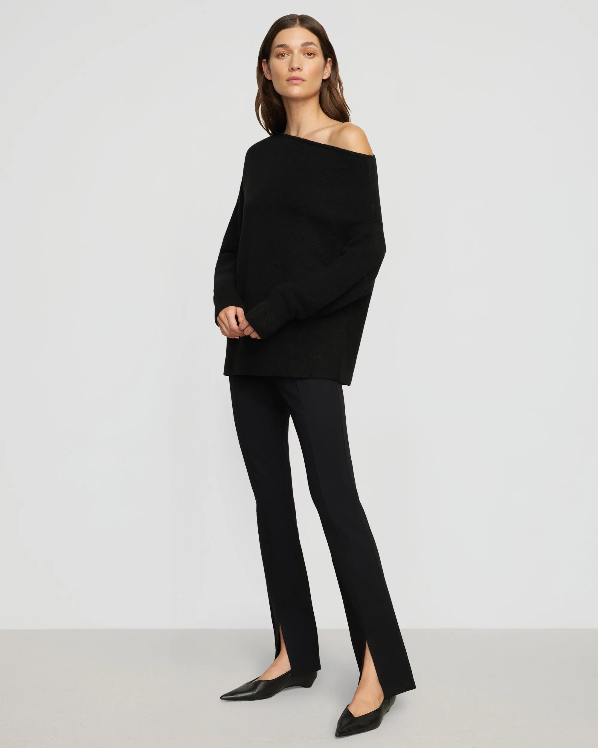 Cass Front-Split Ponte Stretch Pant