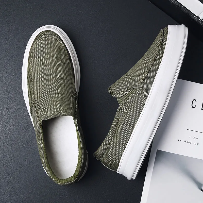 Casual Slip on Canvas Shoes Thick Bottom Loafers for Men | runandup