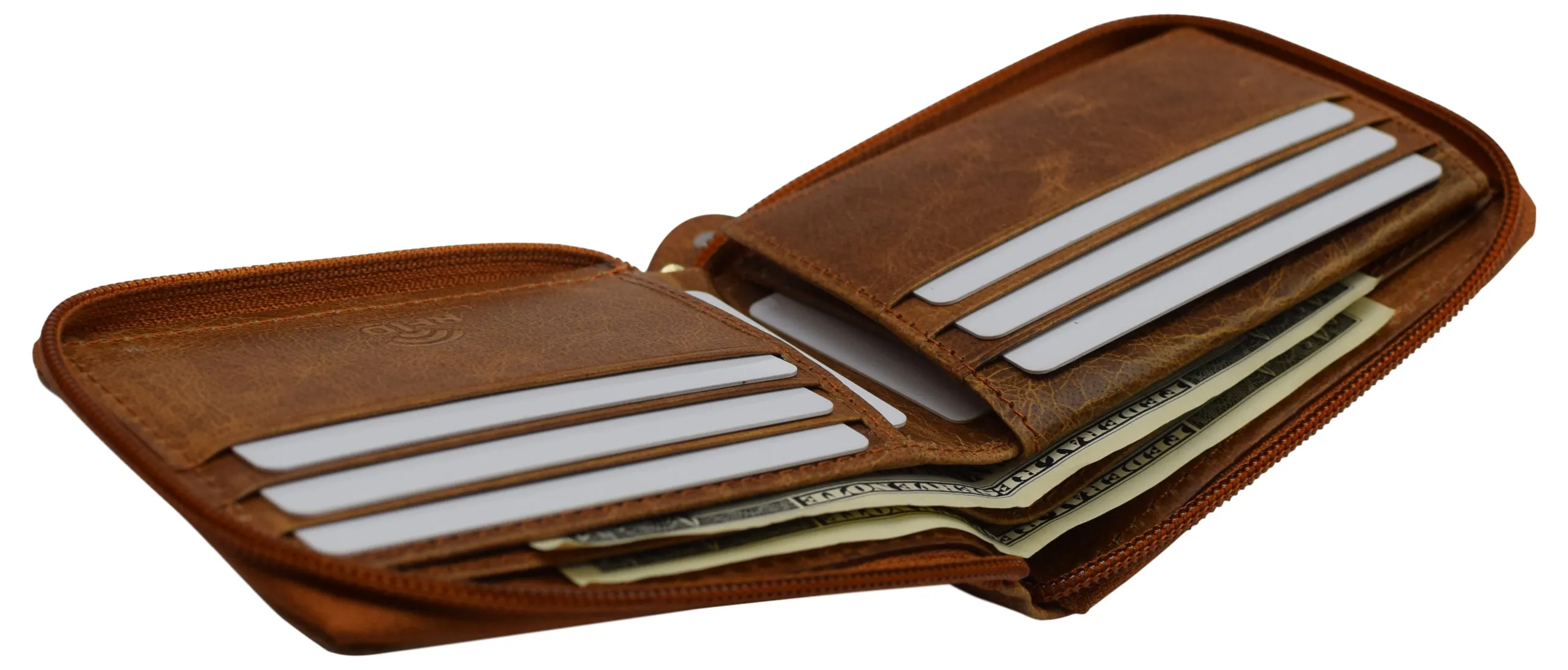 CAZORO USA Zipper Bifold Wallet For Men or Women RFID Safe Comes in a Gift Box
