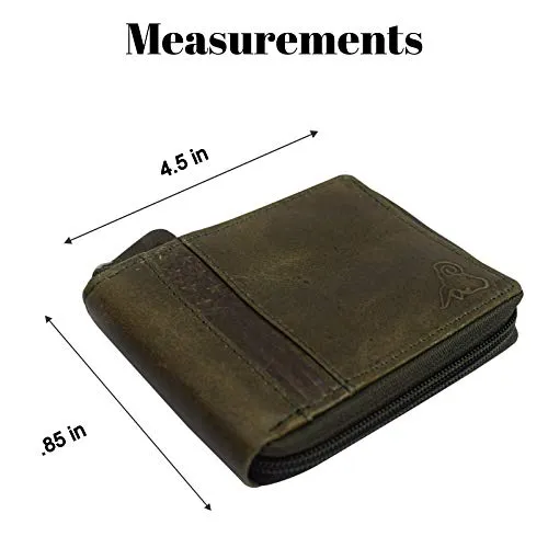 CAZORO USA Zipper Bifold Wallet For Men or Women RFID Safe Comes in a Gift Box