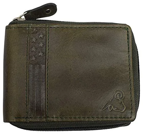 CAZORO USA Zipper Bifold Wallet For Men or Women RFID Safe Comes in a Gift Box